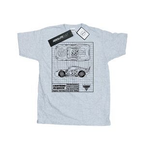 Cars Mens Lightning McQueen Blueprint Cotton T-Shirt / Sports Grey
